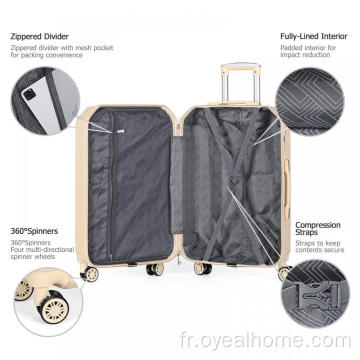 3 pièces Spinner Carry on Suitcase Ensemble